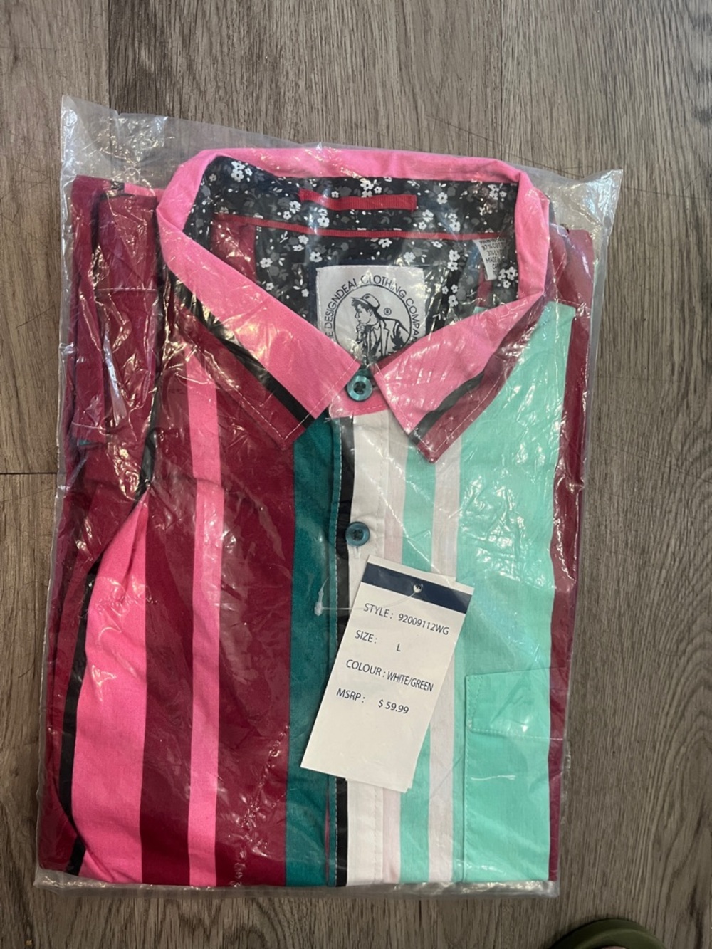 Striped Button-Up Shirt in Pink, Burgundy & Mint